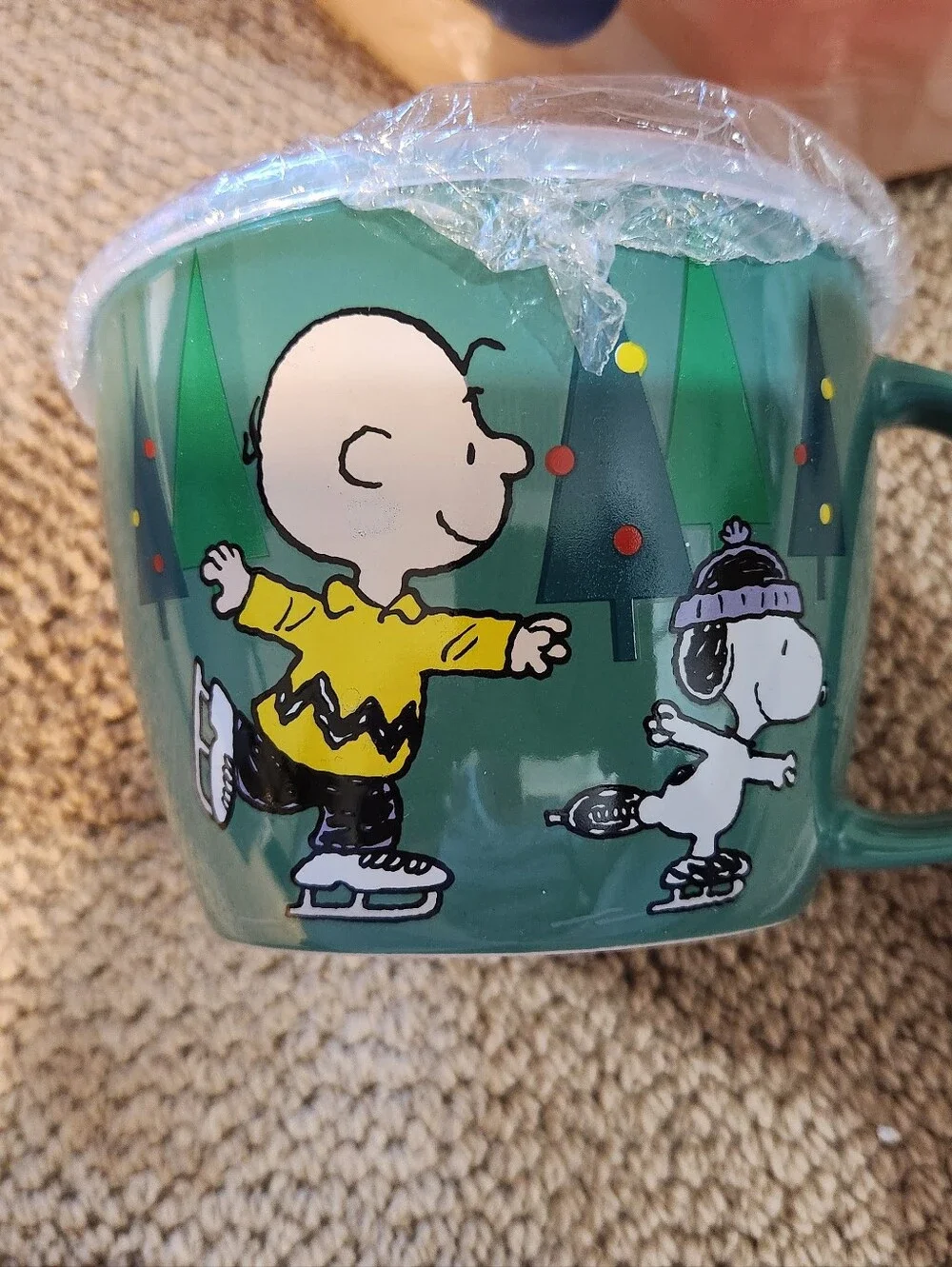 Peanuts Charlie Brown & Snoopy Ice Skating Mug - Green